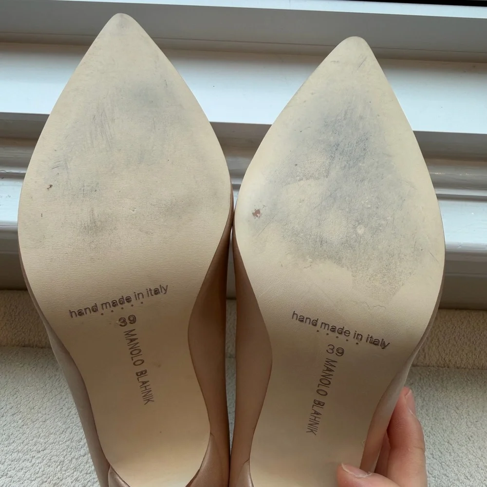 Manolo Blahnik Nude Heels with Crystal Embellishments - Picture 5 of 9